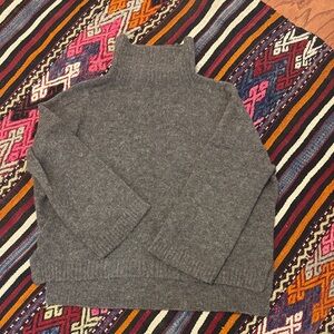 Wrap London Charcoal/Brown Turtleneck Sweater, hits at waist